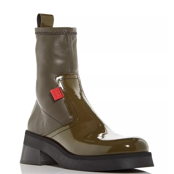 Miista Shoes - Miista Oliana Stretch Block Heel Green Boots Women's Size 38 Made In Portugal